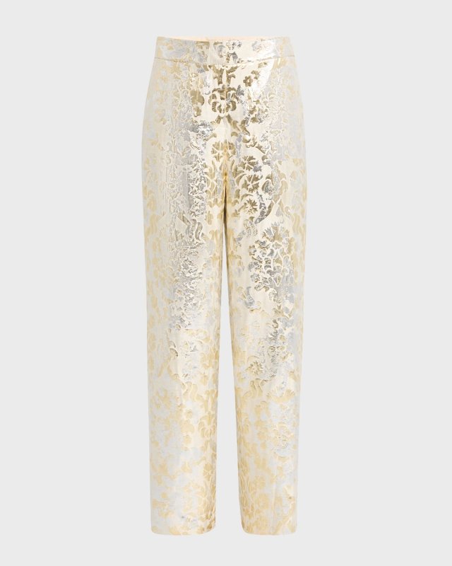 Sullivan High-Rise Metallic Jacquard Pants